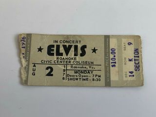 Rare Elvis 1976 Concert Ticket Stub - Roanoke Va