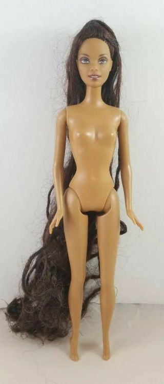 Nude Barbie Christie Nikki Black Red Long Hair Doll African American Aa Rare