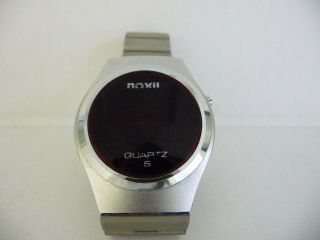 RARE Vintage Noxil red LED digital display wrist watch; Quartz; steel case 1970s 3