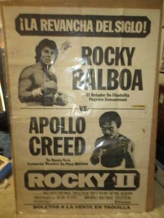 Rare Huge Orig 1979 Rocky Balboa Vs Apollo Creed Fight Poster - " Signed By Stallon