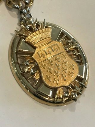 Vintage Nettie Rosenstein Shield Medallion Heavy Chunky Pendant 26 " Rare