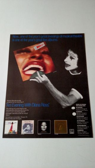 Diana Ross " A Evening With Diana " (1977) Rare Print Promo Poster Ad