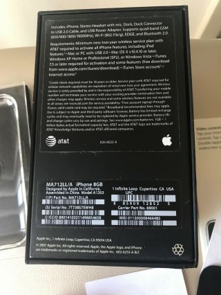 Apple iPhone 1st Generation 8gb 2g Empty Box Rare 3