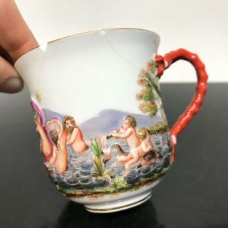 Rare Vtg Meissen Cherub Putti Nude Boys Porcelain Tea Cup - Destroyed