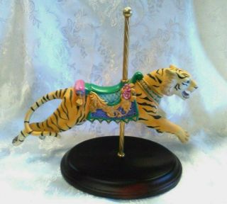 Rare Franklin Porcelain Carousel Tiger Figurine Animal By Lynn Lupetti