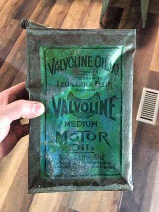 Valvoline Early Lead Soldered Medium Motor Oil Can Rare Vintage