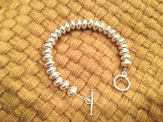 Rare Silpada.  925 Sterling Silver Oval Link Bead Bracelet,  Toggle,  B0626