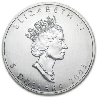 2003 Canada $5 Silver Maple Leaf 1oz.  9999 Silver Rare Date Bullion Coin