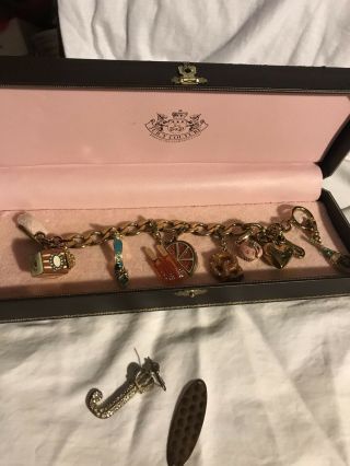Juicy Couture Charm Gold Plated Bracelet With Rare Orange Icy Pop