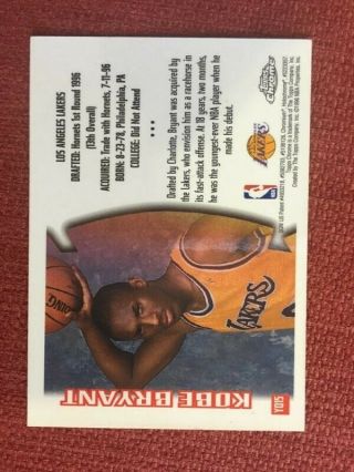 Rare Kobe Bryant 1996 - 97 Topps Chrome Youthquake Insert Rookie Rc Card YQ15 2