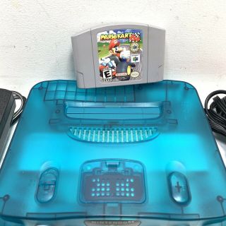 RARE Funtastic Ice Blue Nintendo 64 N64 Mario Kart Bundle 3