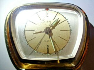 Rare Vintage Sheffield Gold Tone West Germany Wind Up Alarm Clock Desk Travel