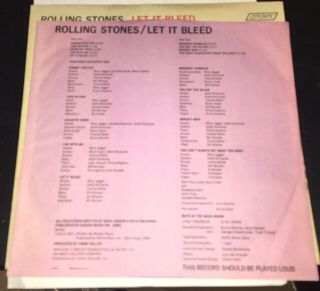 Rolling Stones Let It Bleed London Records ‎NPS - 4 1969 Rare w/ Poster EX/VG, 4