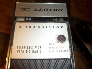 Old Rare Lloyds Channel 9 Transistor Bc Radio Wt902r Leather Case,  Great