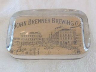 Rare Pre Pro John Brenner Brewing Co.  Beer Paperweight Ex Cincinnati Ohio