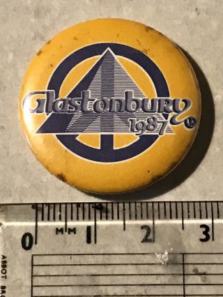 Rare Vintage Button Pin Badge Glastonbury Festival 1987 Music Rock Fan
