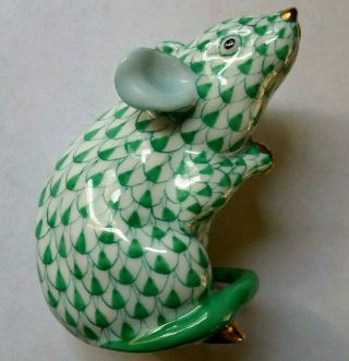 Rare Herend Handpainted Porcelain Green & Gold Fishnet Mouse,  Price