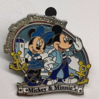 Disney Pin Hong Kong Disneyland Mickey And Minnie Sailing Boat Anchor Pin Rare