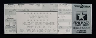 Bunny Wailer Rare 1989 Concert Ticket - Holiday Star,  Indiana