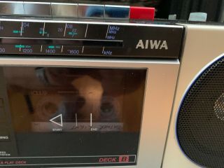1980s Aiwa AM/FM Aux - In Radio Cassette CS - W330 Boombox Ghetto Blaster Rare 2