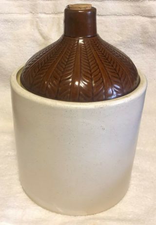 Vintage MONMOUTH ILL.  USA TOBACCO AD STONEWARE COOKIE JAR with Lid RARE 3