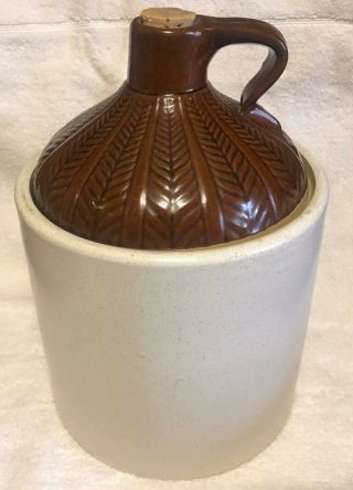 Vintage MONMOUTH ILL.  USA TOBACCO AD STONEWARE COOKIE JAR with Lid RARE 4