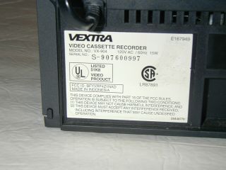 VEXTRA VX - 904 VHS VCR ULTRA RARE VCR COLLECTOR ' S W/CABLES,  REMOTE,  TAPE 5