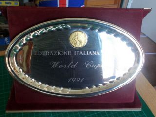 Look: Federazione Italiana Rugby World Cup 1991 Silver Plated Plaque - Very Rare