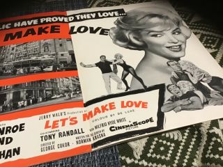 Rare Double Page Marilyn Monroe Lets Make Love 1960 Advert & Cinema Photos