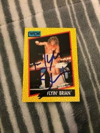 Flyin Brian Pillman Signed Autographed Rare 1991 Wcw Impel Card Wwe 61