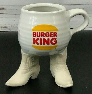 Burger King Footed Coffee Mug Cup Western Cowboy Boots With Logo Vintage Rare