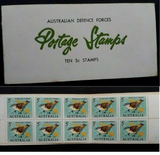 Rare 1967 Australia Australian Defence Force Booklet With 10x5c Bird Stamps