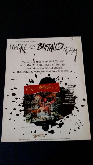Neil Young " Where The Buffalo Roam " (1980) Rare Print Promo Poster Ad