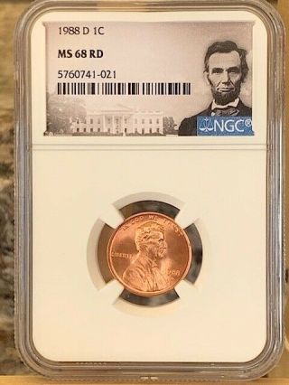 1988 - D Lincoln Cent Ngc Ms 68 Red - Rare