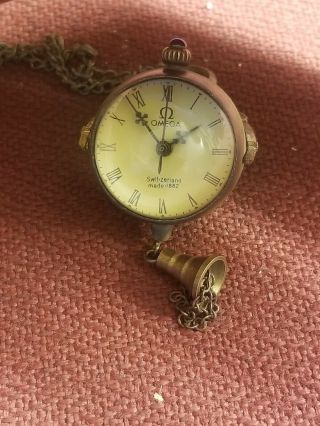 1882 Omega Rare Antique Magnified Glass Ball Watch Pendant Running