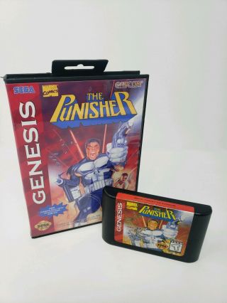 Punisher Sega Genesis,  1994 Authentic Near Cartridge With Custom Case Rare