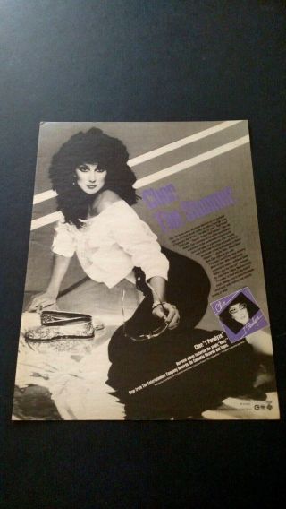 Cher " I Paralyze " (1982) Rare Print Promo Poster Ad