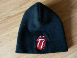 Rare Black Rolling Stones Vampire / Fang Tongue Beanie / Ski Cap Hat Nwot