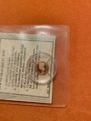 Mini Solid 14kt Gold Coin 1862 Princess Indian Head 1/2 Gram 2001 Rare