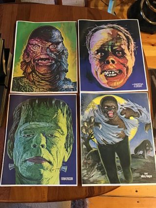 Rare 4 Glow In The Dark Universal Monsters Posters 1975 Creature,  Frankenstein
