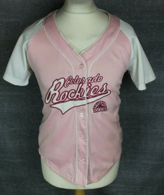 Vintage Colorado Rockies Baseball Jersey Womens Small Pink Rare Lady Slugger