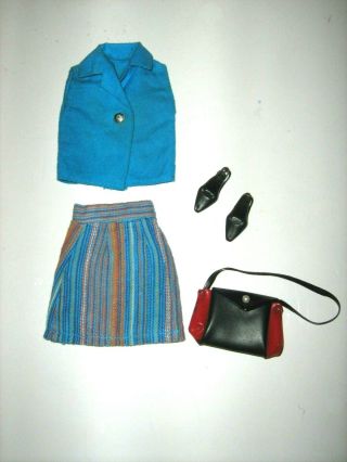 Vintage Tressy Mary Make Up Doll Outfit Top Skirt Rare Handbag Shoes Htf 1962