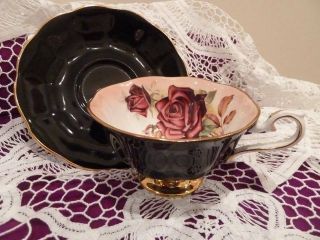Rare Royal Albert Milady Series Cup & Saucer Large Burgundy Rose England