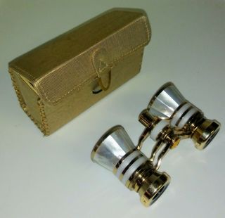 Rare Vintage 1930s BINOLUX 3X Opera Glasses Brass & Mother of Pearl Binoculars 3