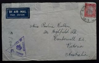 Very Rare 1941 Malaya Cover Ties 25c Stamp Australian Inf Forces Po Cancel