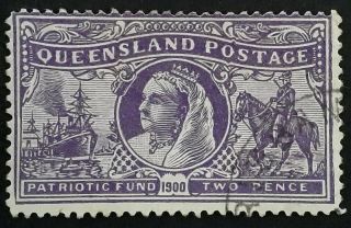 Rare 1900 Queensland Australia 2d 1/ - Violet Anglo Boer War Patriotic Fund Stamp