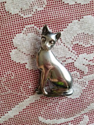 Vintage Vittorio Rare Danecraft Sterling Silver Cat Pin