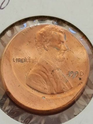 1990 Rare 15 Off Center Bu Unc Zinc Penny Major Error Mis Struck
