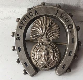 Rare Sterling Silver Boer War Royal Irish Fusiliers 1900 Sweetheart Brooch
