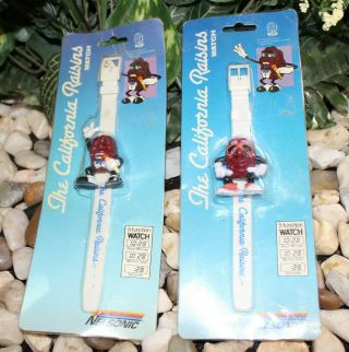 2 Rare Early Vintage 1988 The California Raisins Nelsonic 5 Watch Set In Pakages